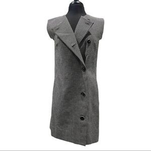 pearl by Lela Rose Sleeveless Checked Double Breasted Sheath Dress Sz 6